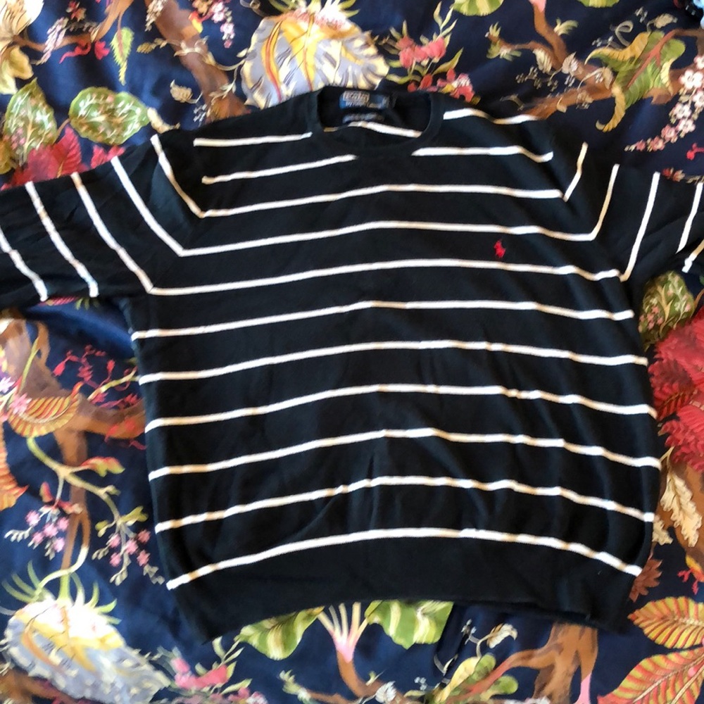 Polo Black with white stripes nice sweater xxl